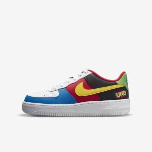 Nike Air Force 1 LV8 Older Lasten Tennarit Valkoinen Punainen Kuninkaallinen Sininen Kultaiset | NK581RFL