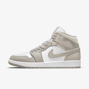 Nike Air Jordan 1 Mid Miesten Tennarit Harmaat Valkoinen Vaaleanbeige | NK928FLI