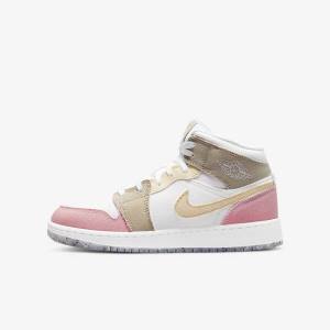 Nike Air Jordan 1 Mid SE Older Lasten Jordan Kengät Valkoinen Vihreä | NK039AHZ