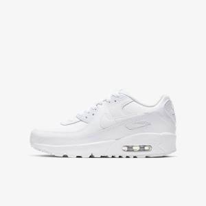 Nike Air Max 90 LTR Older Lasten Tennarit Valkoinen Metal Hopea Valkoinen | NK397PQH