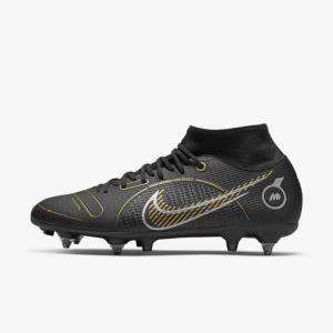 Nike Mercurial Superfly 8 Academy SG-PRO Anti-Clog Traction Soft-Grounds Naisten Jalkapallokengät Mustat Metal Hopea Harmaat Metal Kultaiset | NK124TOS