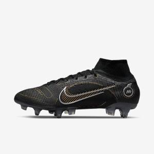 Nike Mercurial Superfly 8 Elite SG-PRO Anti-Clog Traction Soft-Ground Miesten Jalkapallokengät Mustat Metal Hopea Harmaat Metal Kultaiset | NK295ENZ