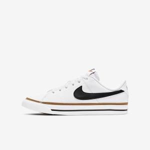 Nike NikeCourt Legacy Older Lasten Tennarit Valkoinen Vaaleanruskea Mustat | NK193MYZ