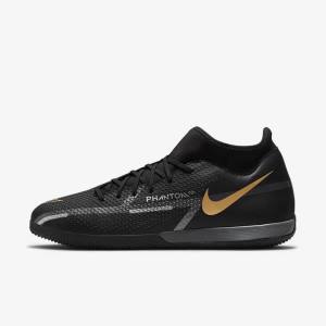 Nike Phantom GT2 Academy Dynamic Fit IC Indoor Court Miesten Jalkapallokengät Mustat Metal Kultaiset Tummanharmaat Metal Tummanharmaat | NK318AJF