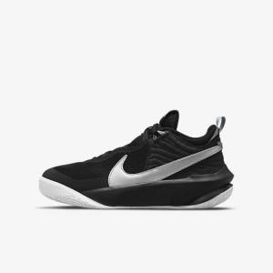 Nike Team Hustle D 10 Older Lasten Koripallokengät Mustat Valkoinen Metal Hopea | NK561TQJ